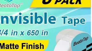 🎁 Perfect Gift Wrap! Invisible Matte Tape - 6 Rolls + Dispensers for Seamless Wrapping 🎀