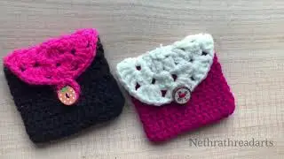 Crochet mini earphone pouch for beginners - coin pouch