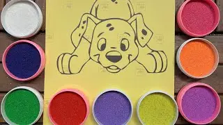 SAND PAINTING DOG PUPPY PAW PATROL - DALMATIAN (MAGIC SAND)-How to Paint a Dog with colored sand