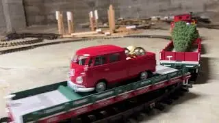 Three Piko Christmas Flat Cars