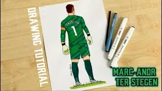 How to draw a soccer goalkeeper ter Stegen / Marc-Andr&eacute; ter Stegen / FC Barcelona
