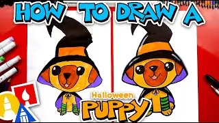 How To Draw A Halloween Puppy Witch