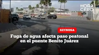 Fuga de agua afecta paso peatonal en el puente Reynosa&ndash;Hidalgo