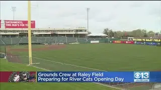 Grounds Crew At Raley Field Prepare For Opening Day