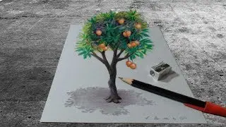 TREE ILLUSION - Drawing 3D Mango Tree - Trick Art on Paper