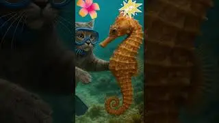 Подводное приключение кота и морского коня! #cuteanimalsforkids #милота #cartoon #animation