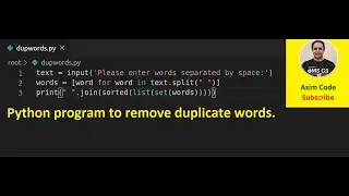 Python program to remove duplicate words