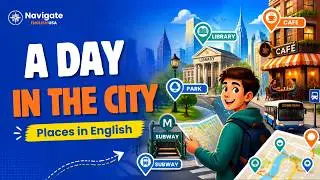 A Day in the City | Places in English | Easy ESL Story - Easy English Words | #eslteacher 🇺🇸