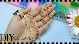 DIY Aesthetic Flower Vine Necklace 🌸 Viral Seed Bead Jewelry Tutorial (Easy & Beginner Friendly)