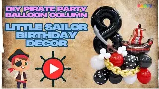 Little Sailor Pirate Theme Balloon Column Kit | DIY Boys Birthday Party Decor with Giant Pirate Ship
