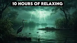 4K ASMR 10 Hours - Florida Sunrise Tropical Backyard and Cat invades scene, sleep forever watching.