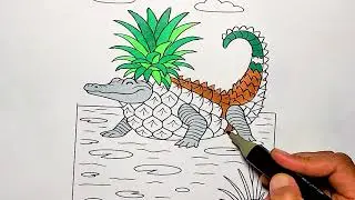 Crocodillo-Ananasinno 🍍🦎 | Italian Brainrot Meme Coloring Process | Funny Character Art Story