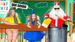 O PAPAI NOEL VIROU UM PROFESSOR PARA ENSINAR LAYRA E LARISSA NA ESCOLA!!