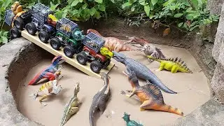 Dinossauros de Plástico Presos na Lama Carcarodontossauro Ceratossauro Barionix Brontossauro