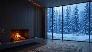 🔴 Heavy Blizzard & Crackling Fireplace Sounds for Sleep ❄️ Cozy Winter Cabin Ambience