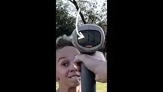 Testing my nephew's speed with a radar gun