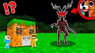Casa en 1 BLOQUE para ESCAPAR de el MONSTRUO de 99 NOCHES en el BOSQUE en Minecraft 😱
