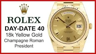 Rolex Day-Date 40 Yellow Gold, Champagne Roman UNBOXING & REVIEW - Fluted, President, 228238-CHPRP