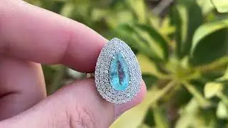 GIA 2.50 ct. Natural Paraiba Tourmaline, Diamond & 18K White Gold Ring