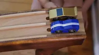 Custom Made Wooden Toy Race Track With Electronic Finish Line
