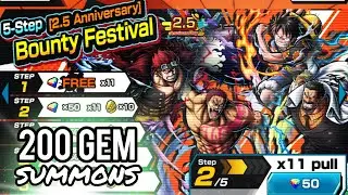200 GEM 2.5 Anniversary Bounty Festival SUMMONS | ONE PIECE Bounty Rush (OPBR)
