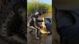 aadami aur crocodile 🐊#crocodile fight#ai #viral #cute #animals #