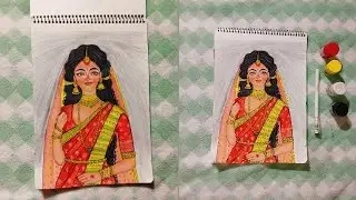 🥰🥰😘 Bengali bride drawing Acrylic painting easy drawing watercolour painting 🎨 #instagram #trending