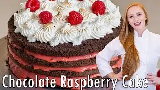 Chocolate Raspberry Lemon Cake Recipe! With Raspberry Lemon Curd Filling & Meringue topping!!