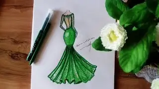 How to draw evening dress