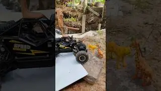 RC Car hits cheetah and giraffe #rc #rccar #toys