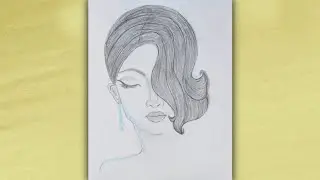 How to draw a girl with glow effect on white paper - Pencil Sketch || beautiful hairstyles Drawing