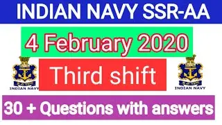 ||Indian navy SSR AA third shift 04 February 2020 answer key exam review||