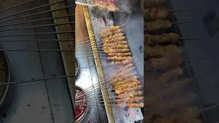 🔥Juicy BBQ Skewers on Charcoal Grill &ndash; Street Food Perfection! 🍢🔥 #shorts #StreetFood #seafood #asmr