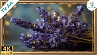 Lavender Flowers TV Art | Elegant Gold-Flecked Floral for Frame TV Screensaver | 10 Hours