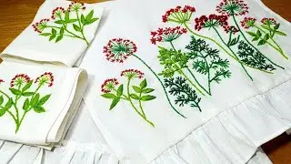 &laquo;Вышивка красными полевыми цветами на льняном скатерти | Идея для домашнего декора своими руками&raquo;