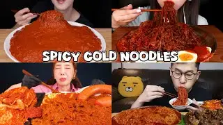 Spicy 🥵 🔥 cold noodles mukbang Compilation|2x speed ASMR Eating show
