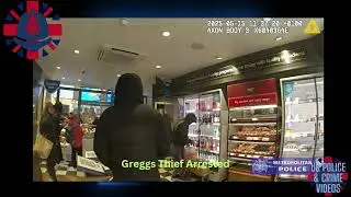Greggs' Thief arrested by plain clothes police officers in London.