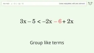 Solving Linear Inequalities: x-5 is Smaller Than -2x-6