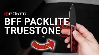 B&Ouml;KER BFF PACKLITE TRUESTONE🔪🔴 Hochwertiges FIXED EDC mit marmorisierten Stein-Griffschalen | 121448