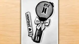 BTS ARMY BOMB DRAWING WITH PENCIL SKETCH | BTS PENCIL SKETCH | BTS 그리기 | BTS PENCIL DRAWING