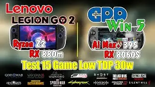 Legion Go 2 (Ryzen Z2) VS GPD Win 5 (Ryzen AI Max+ 395) Test 15 Game 1080p Low Setting TDP 30W