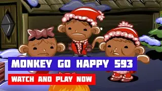 Monkey GO Happy: Stage 593 &mdash; New Year's Eve Party &middot; Free Game &middot; Walkthrough