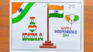 Independence Day Drawing / Happy Independence Day Poster Drawing Easy Steps / 15 August Drawing 