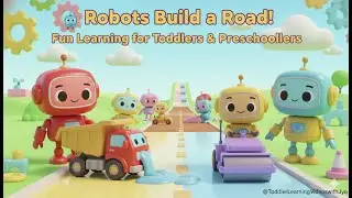 Robot Builds a Road Step by Step | Construction Vehicles for Toddlers | Kids Learning Video