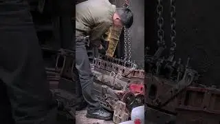 multi-cylinder engine repair process with specialized technicians #shorts