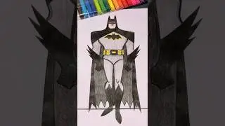 Batman Coloring Drawing 🦇 | Cool Superhero Art #shorts #coloring #batman