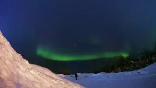 Northern lights dancing at Camp Ripan, Kiruna Lapland