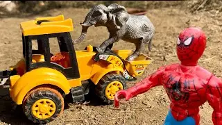 Dangerous Scene With SpiderMan || JCB Lifted The Elephant || With Toy