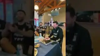 Messi birthday celebration with teammates