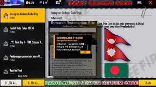 Today redeem code for bangladesh server || today new redeem code